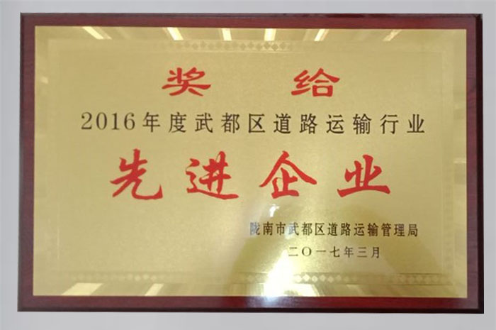 2017年被武都區道路運輸管理局評為“先進企業”